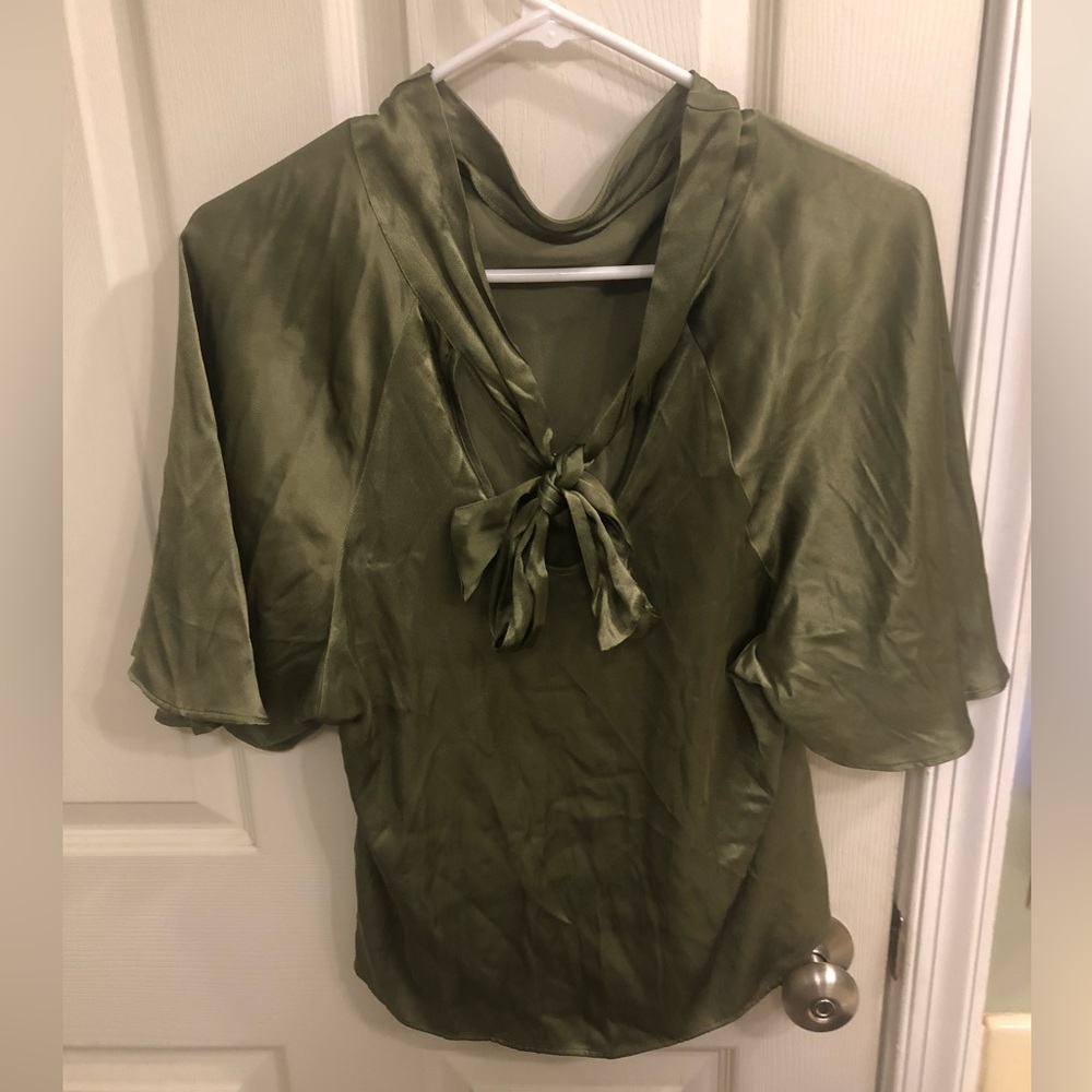 Zara Olive Green Silky Top
